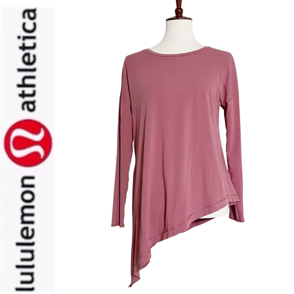 Lululemon To The Point Cotton Long Sleeve Asymmetrical Side Tie Misty Merlot 6